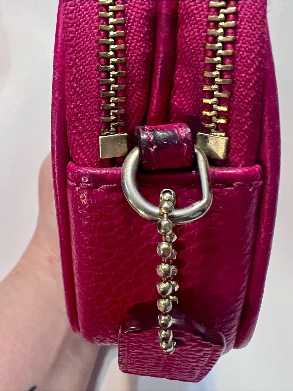 Genuine Coach Pink Leather Crossbody Bag with Pebbled Leather